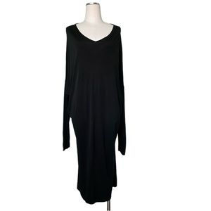 Jil Sander black stretch viscose oversized draped long sleeve maxi dress Size 38